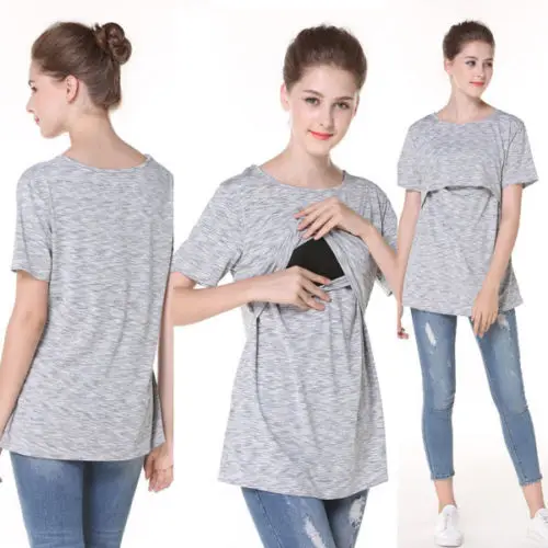 ملابس الأمومة المرضعات التمريض قمم لل نساء الحوامل قمم الأمومة الملابس قصيرة الأكمام تي