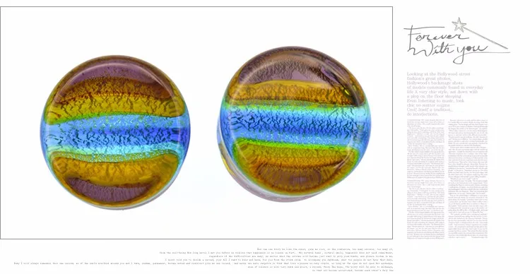 Панковские серьги для пирсинга, европейский стиль, стеклянные радужные полосы, фольга, пробки для пирсинга, тоннели, ювелирные изделия, беруши 8-25 мм, 045
