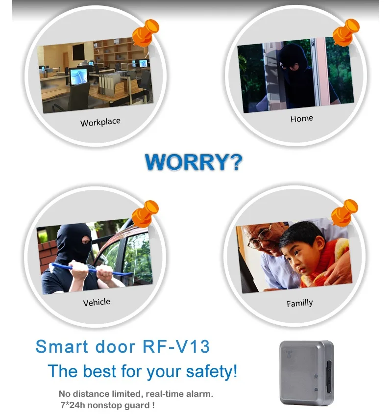 الذكية جرس إنذار باب نظام GSM المقتفي المنزل الأمن LBS RF-V13 الفعلي جهاز تعقب جهاز مراقبة الصوت يهتز تنبيه شحن الويب التطبيق