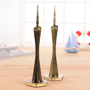 

25cm Vintage Antique Canton Tower office desktop ornaments souvenirs Metal Crafts Bronze Tower figurine Furnishing articles