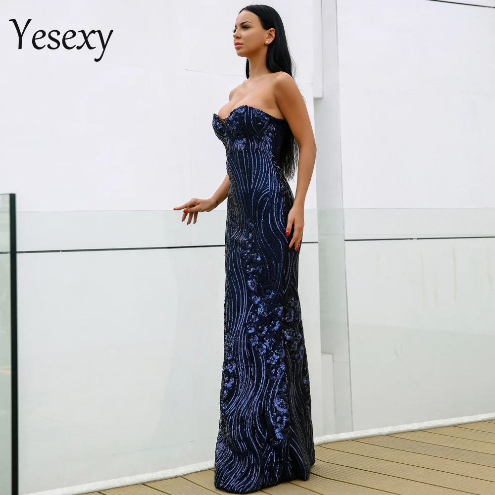 Женское платье с открытыми плечами Yesexy элегантное вечернее облегающее в пол