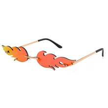 Огонь пламя солнцезащитные очки для женщин и мужчин без оправы волна Солнцезащитные очки Новинка модные очки Роскошные трендовые узкие солнцезащитные очки уличная