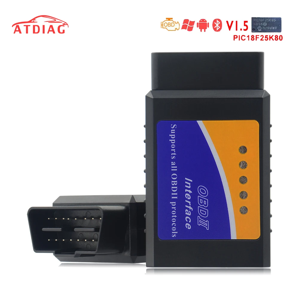 

Elm327 Bluetooth OBD2 V1.5 Elm 327 V 1.5 OBD 2 Car Diagnostic-Tool Scanner Elm-327 OBDII Adapter Auto Diagnostic Tool