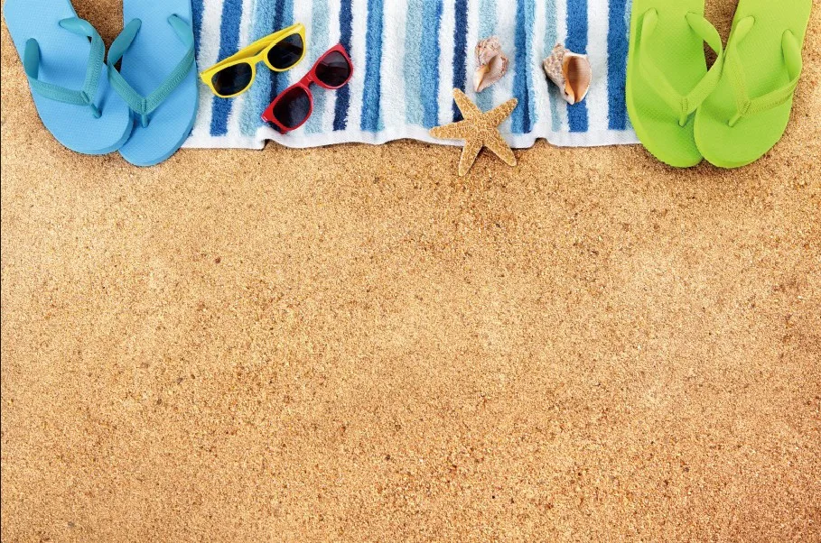 Laeacco песчаный пляж Полотенца шлепанцы сцены ребенка детская фотосъемка Фоны индивидуальные фотографические фонов для фотостудии