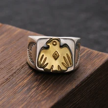 Solid 925 Sterling Silver Eagle Ring For Men And Women Vintage Birthday Gift goro takahashi bird Jewelry 483 starfield s925 sterling silver retro thai silver vintage style takahashi goro feather eagle necklace men women sweater chain set