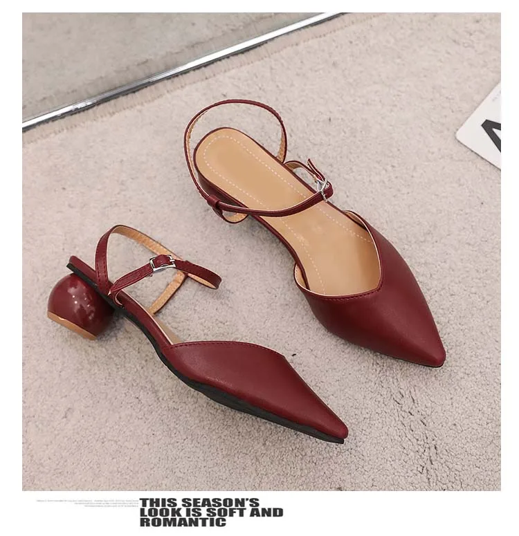 С закрытым острым носком перетаскивание сандалии с круглым пятки глава low cut