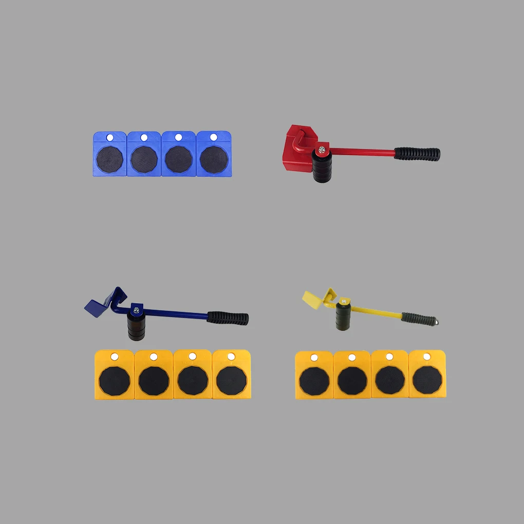 

5pcs Home Trolley Lift Move Slides Kit Heavy Furniture Rollers Furniture Lifter Mover Transport Set