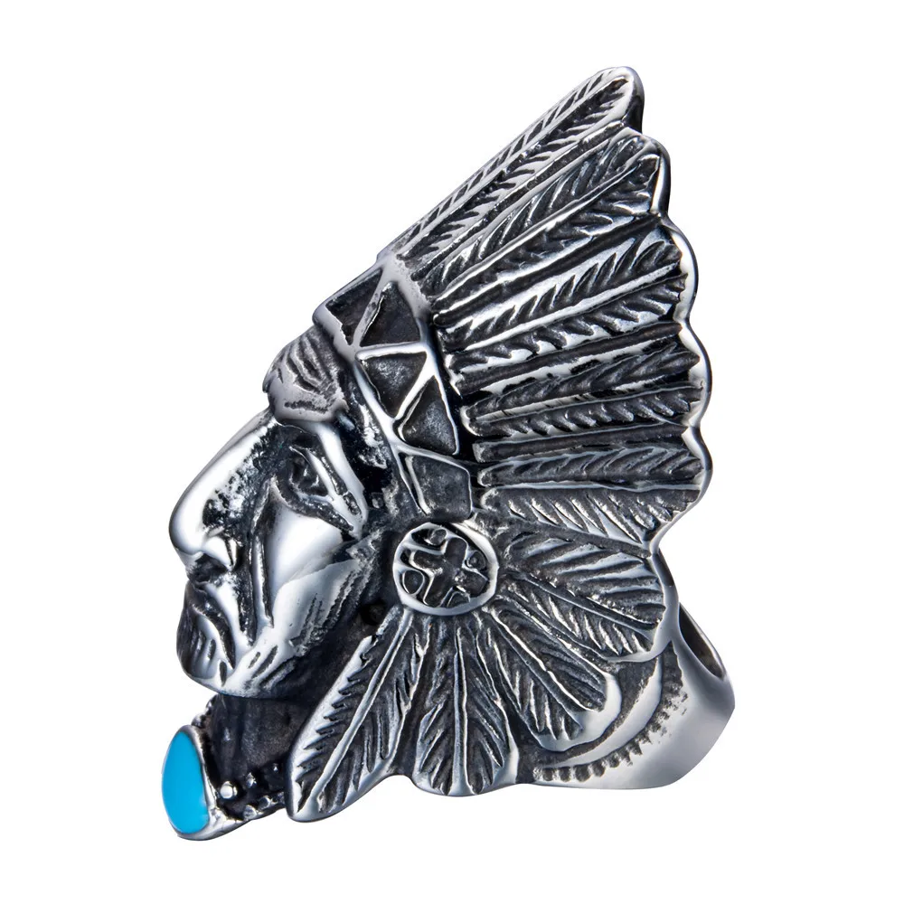 Mens Boys 316L Stainless Steel Native American Indian Rings Punk Gothic Ring