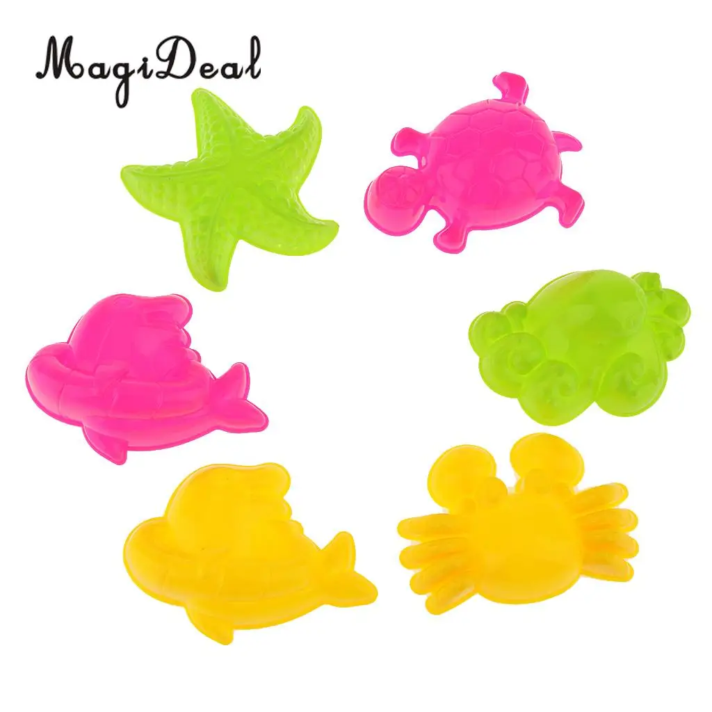 MagiDeal 6Pcs/Lot Sea Animal Sandcastle Sand Clay Mold Beach Park Indoor Kids Baby Children Educational Toy Random Color