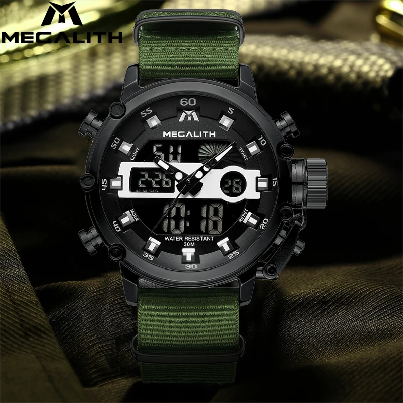 

MEGALITH Fashion Top Brand Men Watch Waterproof Quartz Watch Men Luxury Sport LED Digital Clock Male Luminous Relogio Masculino