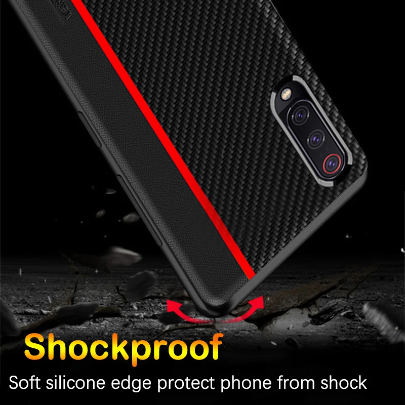 For Samsung A50 Case Carbon Fiber PU Leather Silicon Edge Back Capa for Galaxy A30 A70 Full Case for Galaxy A50 Shockproof Case