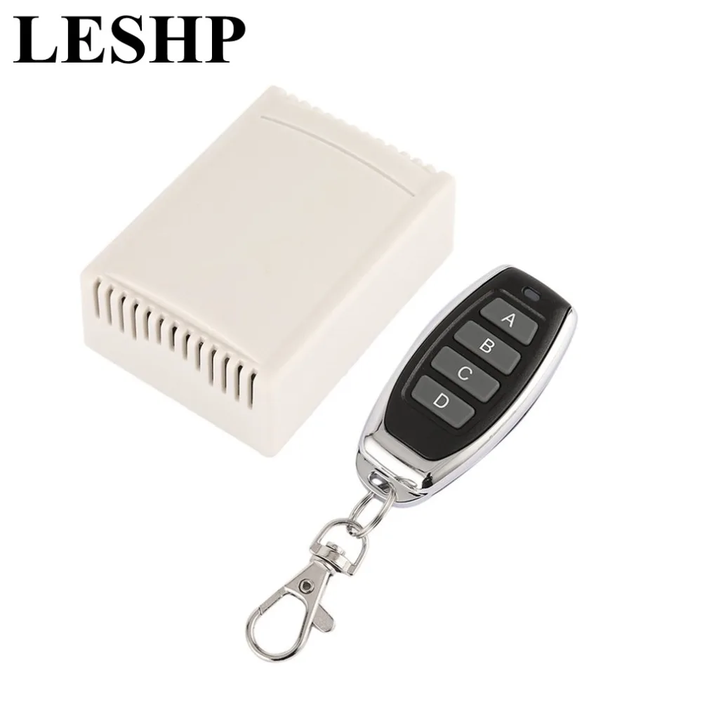 

LESHP 433MHz Universal Wireless Remote Control Switch AC 12V 4CH Receiver Module with 4-key Remote Controller for Security Alarm