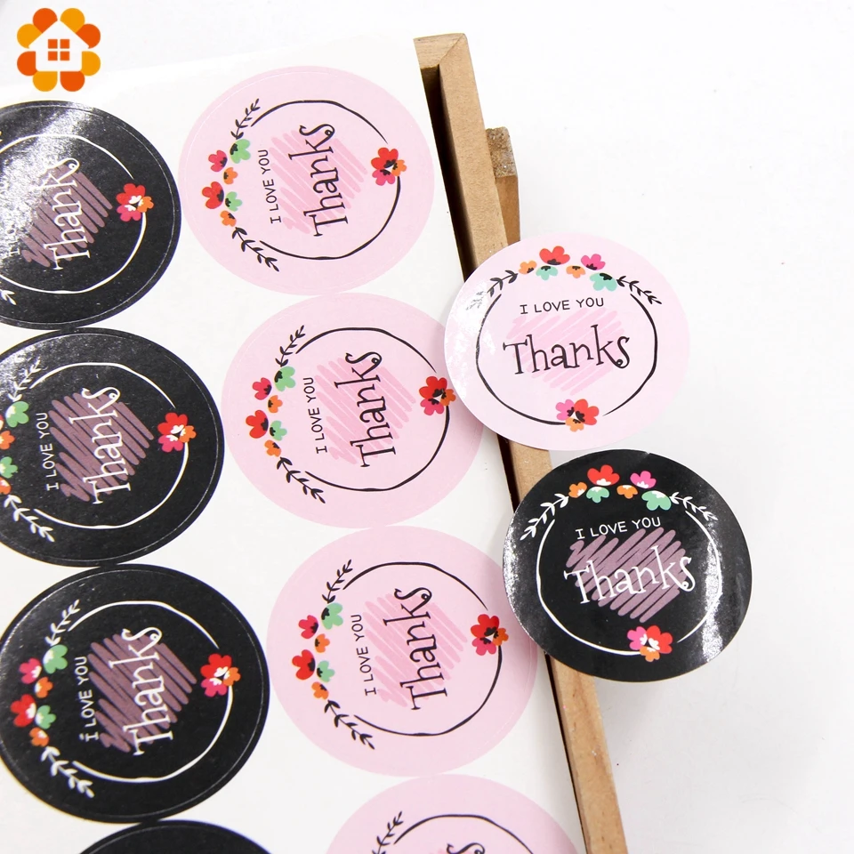 

40PCS Round Thank You Tags Stickers Gift Tags Black&Pink Party/Wedding Gift Box Bag Scrapbook Guests Gifts Wrapping Supplies
