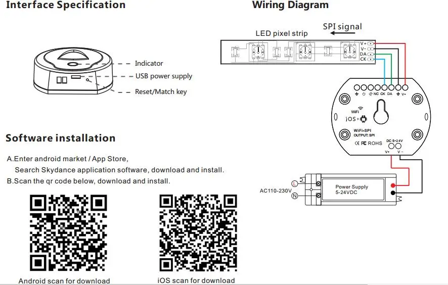 DC5-24V Wi-Fi-SPI пиксель RGB светодиодные полосы контроллер Приложение Поддержка WS2811 WS2812B TM1809 TM1812 LPD6803 WS2801 UCS1903 TLS3001 ICs
