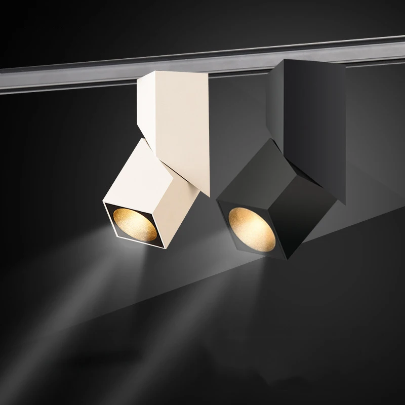 

Modern creative track light surface mounted adjustable clothing store background square ceiling lights rail track led spotlight