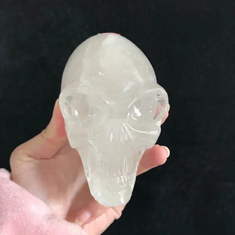 

1.07kg beautiful long alien crystal skull, clear white quartz crystal skull carving for Healing Decoration.GM