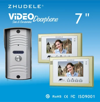 

ZHUDELE Intercom System Doorbell 7" Color TFT LCD Monitor Video Door phone W/t 1 Waterproof Doorbell 700TVL Smart Camera 1V2