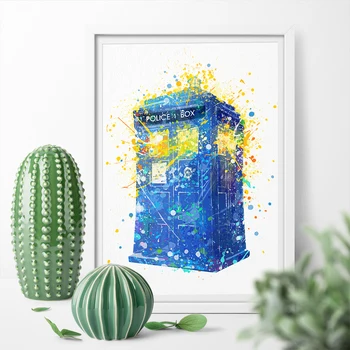 

Watercolor Doctor Who TARDIS Art Canvas Poster Print Canvas Painting Wall Art Home Decor Sticker for Kid Room