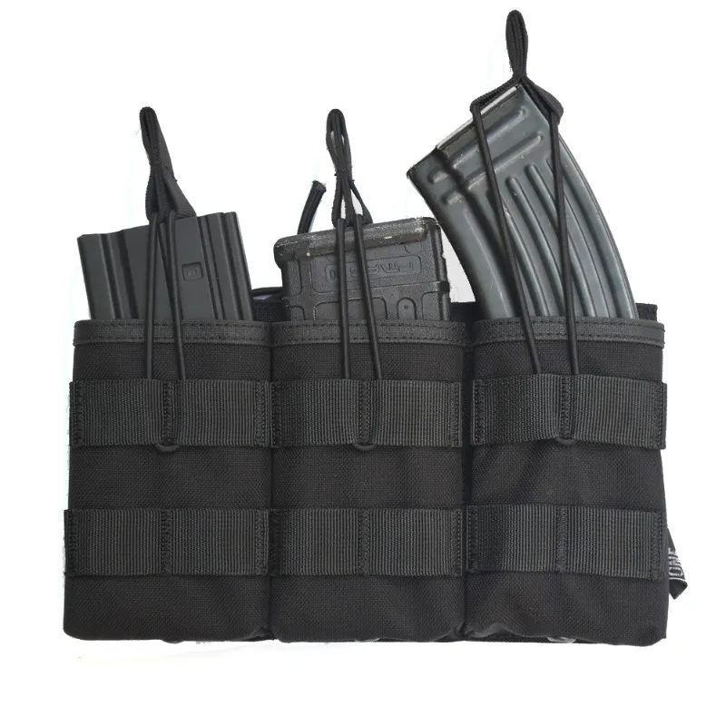 Tactical MOLLE Triple Open Top Magazine Pouch FAST AK AR M4
