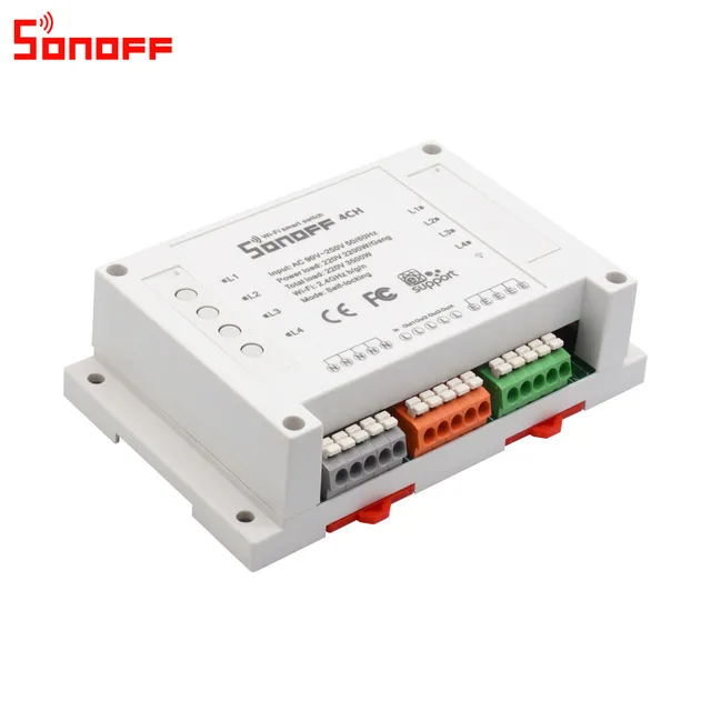 Itead Sonoff 4CH Wifi Smart Switch 4 Gang Wifi Light Switch Smart Home App Remote Interrupter Relay Works with Alexa Google Home