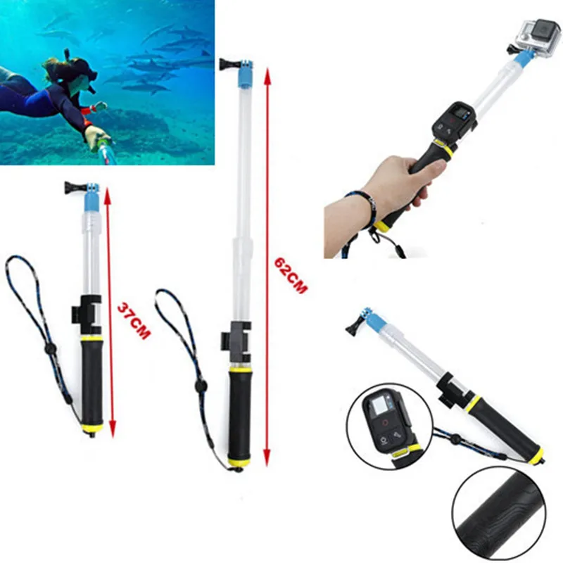For Gopro Transparent Retracable Floating Extension Pole Float Floaty