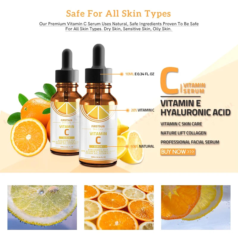 Firstsun Vitamin C Hyaluronic Acid Face Serum Anti Aging Fade Dark Spot Wrinkle Hydrating Skin Serum Skin Care Essence TSLM1 Firstsun Vitamin C Hyaluronic Acid Face Serum Anti Aging Fade Dark Spot Wrinkle Hydrating Skin Serum Skin Care Essence TSLM1