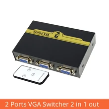 2 Port VGA switch splitter 2 in 1 out Video computer host monitor monitor converter shared remote control switcher