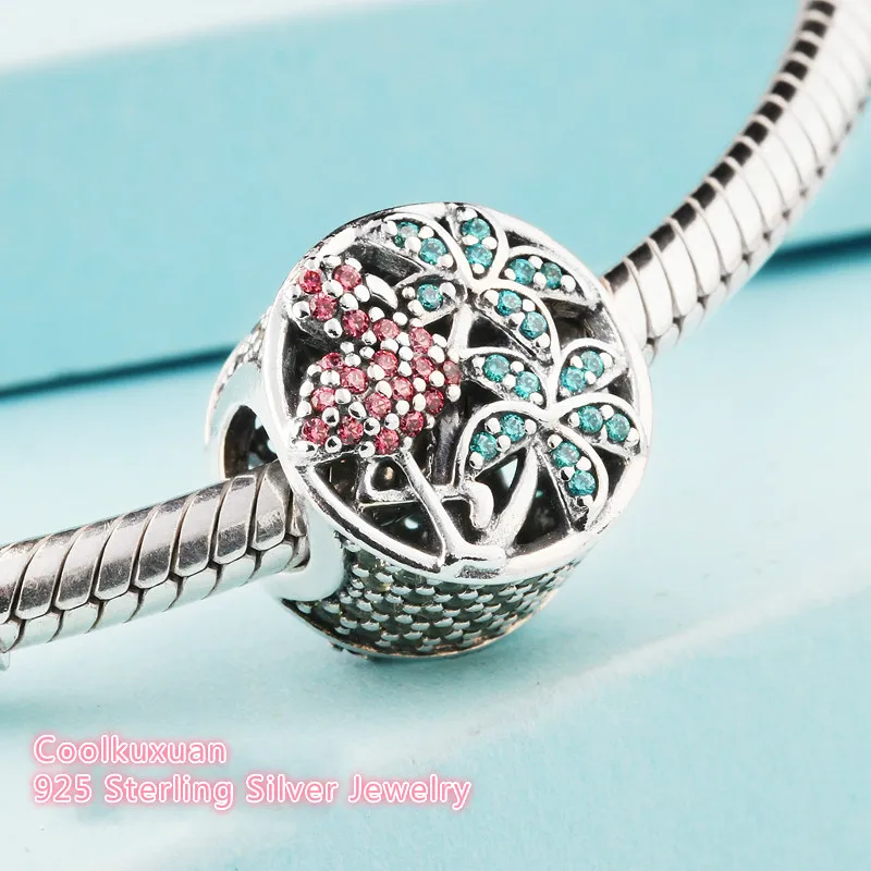 

Summer Tropical Flamingo Charms Fit Brand Bracelet Original 925 Sterling Silver Multicolor Crystal Beads For Jewelry Making