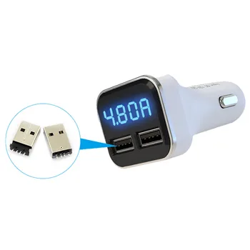 

Dual USB Car Cigarette Charger with LED Display Volt Amp Meter DC 4.8A 5V 5.21