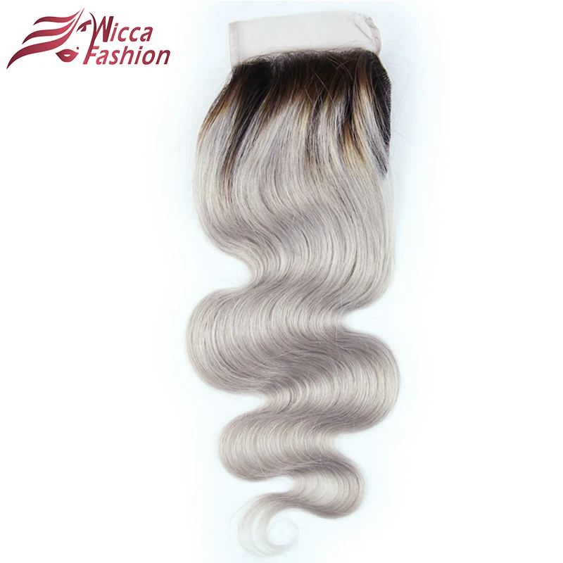 Dream Beauty 1B Grey Body Wave 4*4 Lace Closure With Baby Hair Dark Roots Gray Color Non Remy Malaysian Ombre Human Hair Closure body-wave : image Dream Beauty 1B Grey Body Wave 4*4 Lace Closure With Baby Hair Dark Roots Gray Color Non Remy Malaysian Ombre Human Hair Closure body-wave