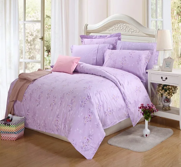 Factory Direct ! Designer Lilac Bedding Set Embroidery Elegant Bed