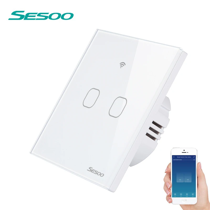 SESOO Smart Wi-Fi настенный сенсорный светильник переключатель 2-Gang приложение пульт дистанционного управления "умный дом" контроллер работает с Alexa/Google Home