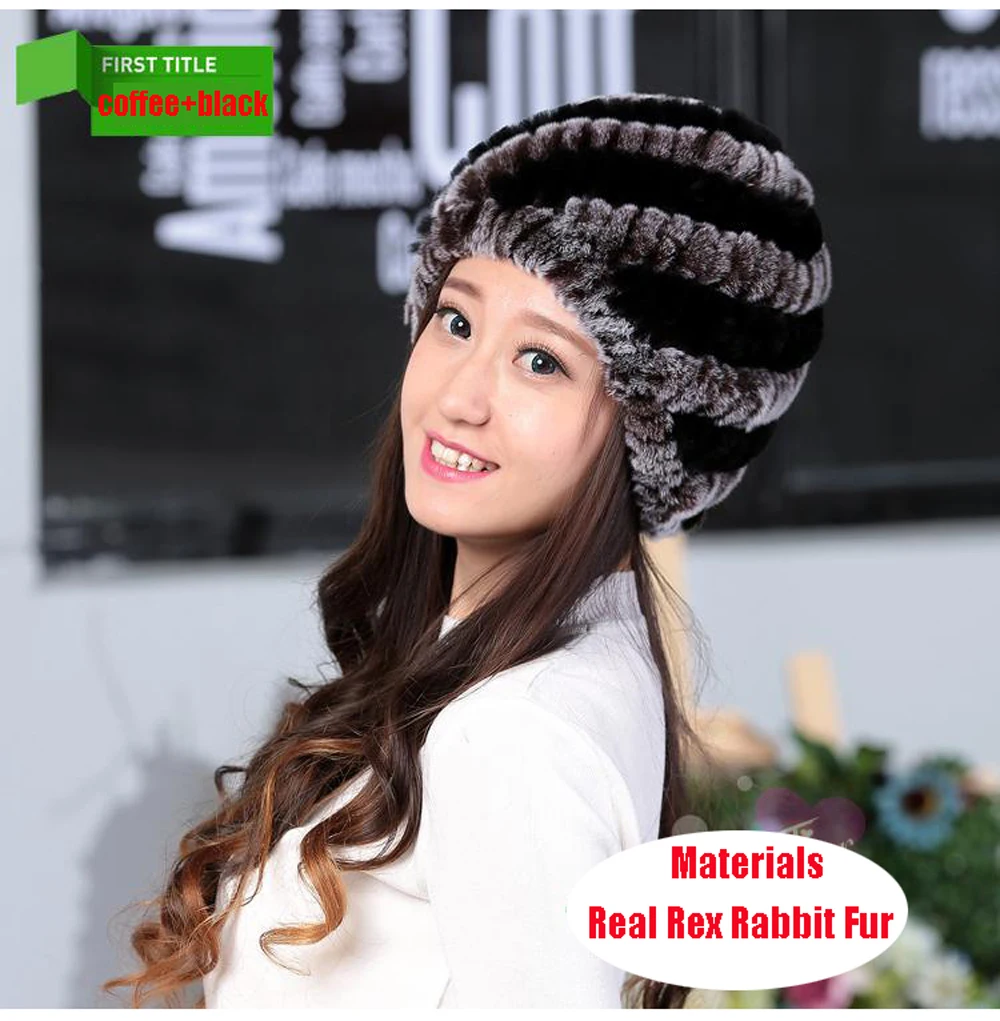 Женская русская настоящая шапка из меха кролика Рекс, зимняя вязаная шапка ручной работы, настоящий мех кролика, меховые шапки