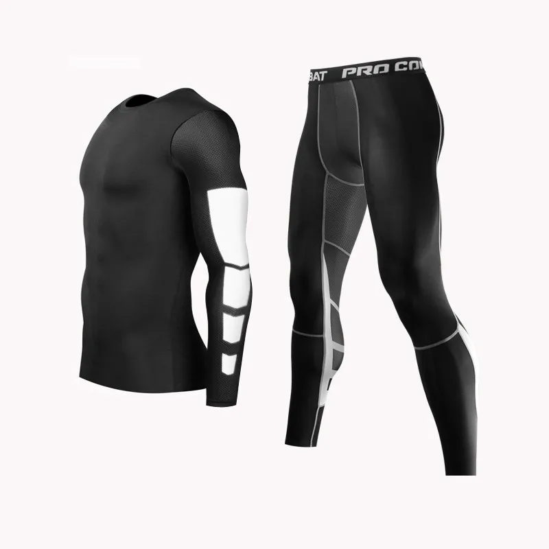Online Hombres Mma Pantalones de Lycra Gimnasio Largo Mangas de La Piel Capa Base Shorts de Compresión Apretado Hombre Camisetas boxeo
