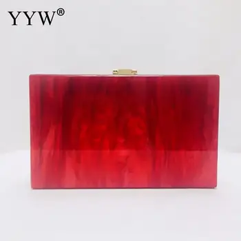 

Women Evening Party Clutch With Chain Crossbody Bags Purse Red Black White Punk Style Fashion Clutches Bag 2019 Acrylic Box Bag
