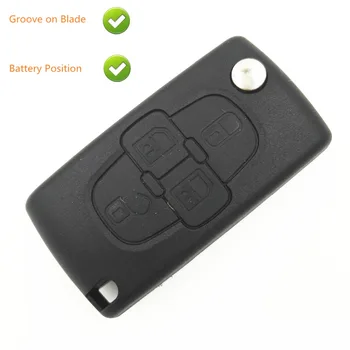 

Replacement Remote Case For Peugeot 207 307 407 1007 4 Button Flip Key Shell Blank Key Case with Battery Place Groove on Blade