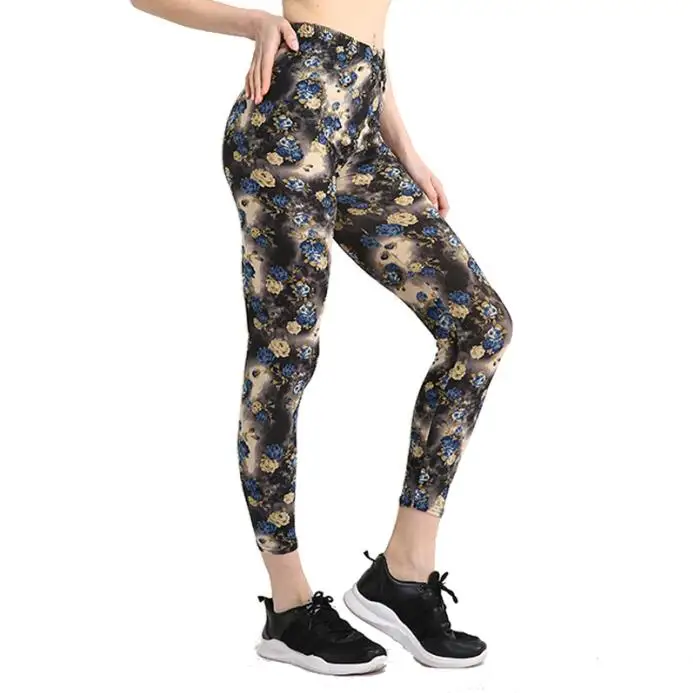 Женские леггинсы модные облегающие эластичные хлопковые брюки с цветочным принтом разных цветов - Цвет: 28