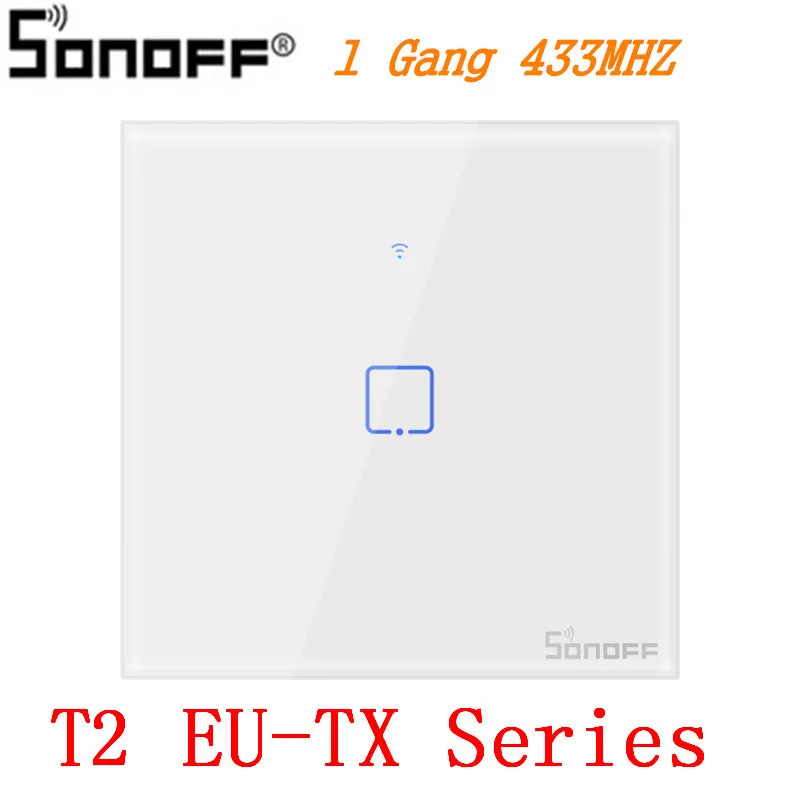 SONOFF T2EU US/UK TX Smart Wifi сенсорный настенный выключатель света с рамкой умный дом 1~ 3 банды 433 RF/Voice/APP Управление работает с Alexa - Комплект: T2 EU-TX 1 Gang