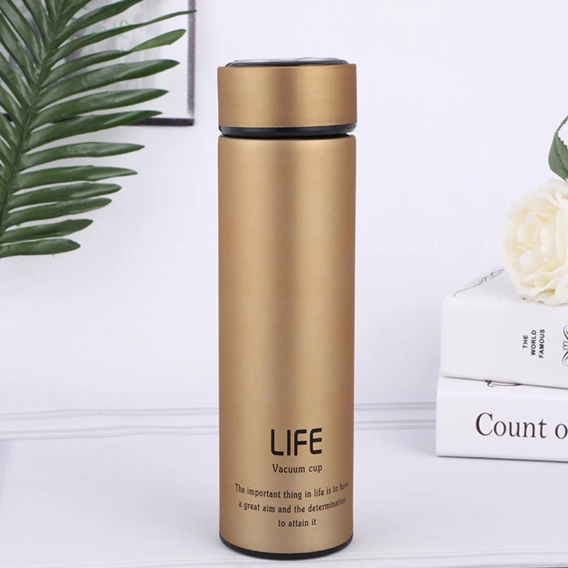 

500ML Stainless Steel Leak-Proof Water Bottle with Strainer Vacuum Flasks Insulated Water Cups Keeps Your Drink Hot & Cold