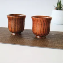 Чистый натуральный деревянный чай питьевой чашки 3 шт ручной резной линии Декор Натуральные Деревянные Кружки чаши для Саке 5,6*5,2 см DA