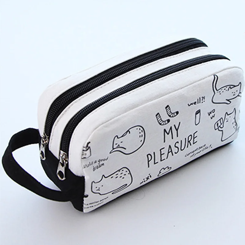 

Kawaii Cat Bear School Pencil Cases Bags Cute Gel Pen Large Capacity Box Double Zipper Pouch Office School Stationary Supplies