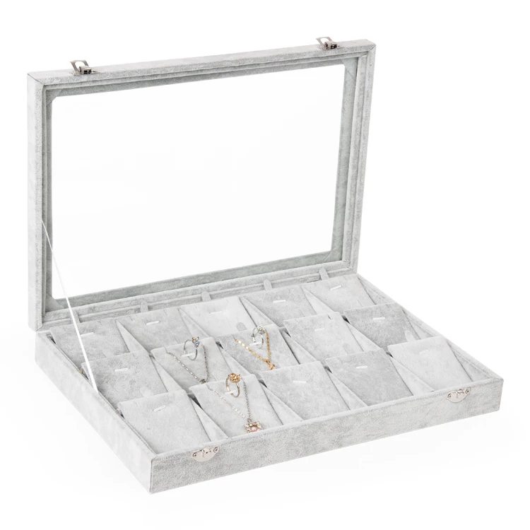 New Fashion 15 place Velvet Necklace Pendant Jewelry Organizer Box Gift Box for Jewelry Packaging Display Large Exquisite Makeup