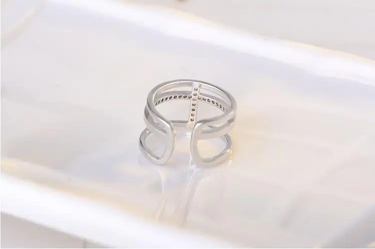 Модное темпераментное микро-инкрустированное высококачественное 925 пробы Серебряное ювелирное многослойное кольцо с крестом SR248