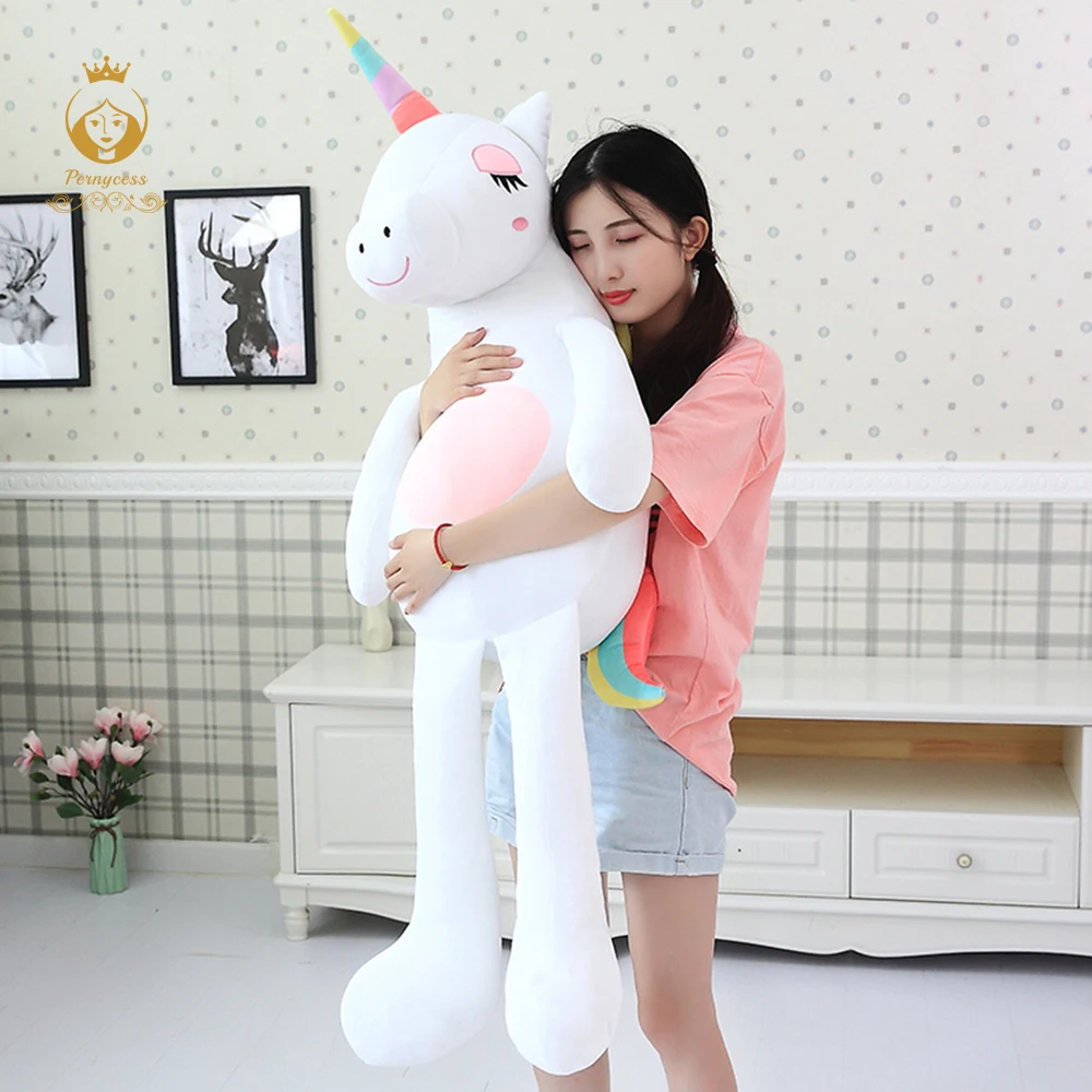 Ins soft rainbow unicorn plush stuffed toy, creative down cotton unicorn pillow, kids toys, large unicorn doll, Christmas gifts