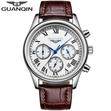 GUANQIN Mode Mens Montres Chronographe et 24 Heures Fonction Hommes D’affaires Quartz Montres relogio masculino