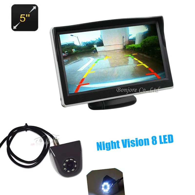 

5" TFT LCD HD Screen Car Mirror Monitor For CCD 8 LED Car Rear Reverse Rearview Backup Camera Black/ White /Plating for all car