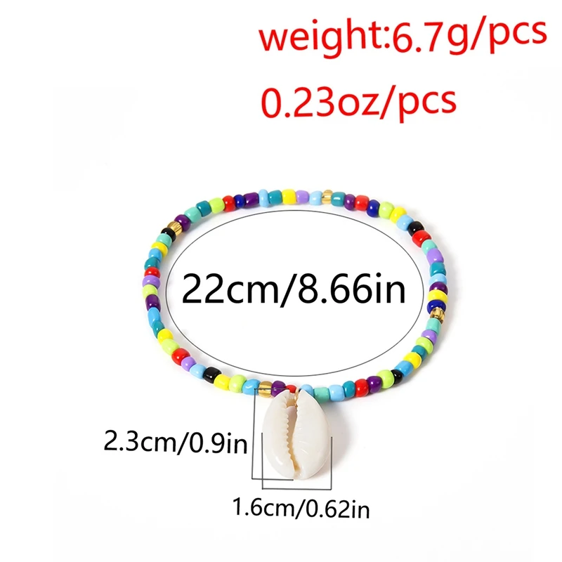 Ручной работы в богемном стиле, в виде ракушки, Романтические Классические браслеты с бусинами для женщин, красочные летние пляжные браслеты с бусинами, браслет на ногу с драгоценными камнями