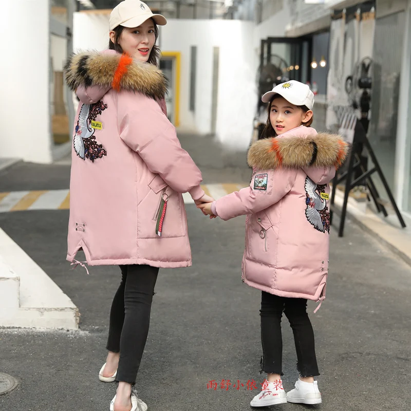 

Teenage Girls Winter Down Jackets 12 14 year Students School Clothing Real Fur Hooded Snow Jackets Warm Children Outerwear