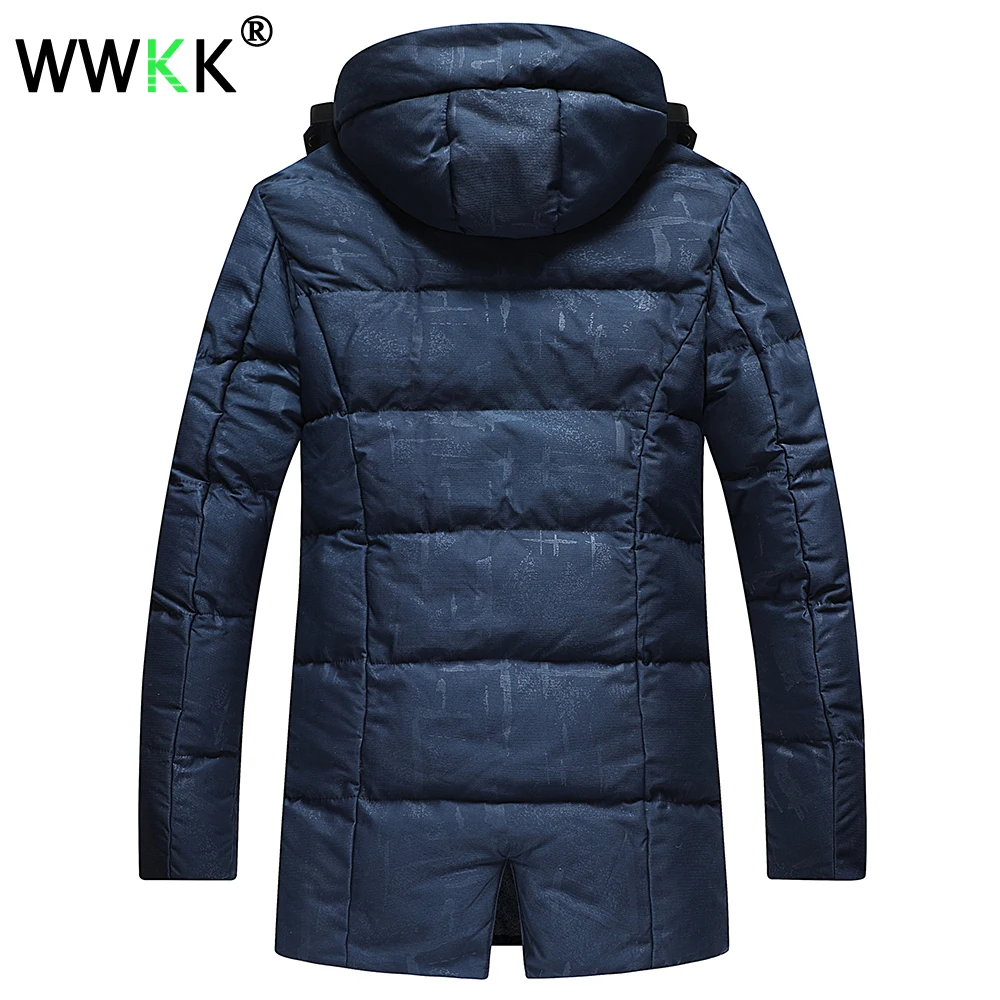 WWKK 2018 зимние длинные непромокаемые парки для мужчин однотонная модная куртка пальто куртки ветровка Тренч мужской Outwaer