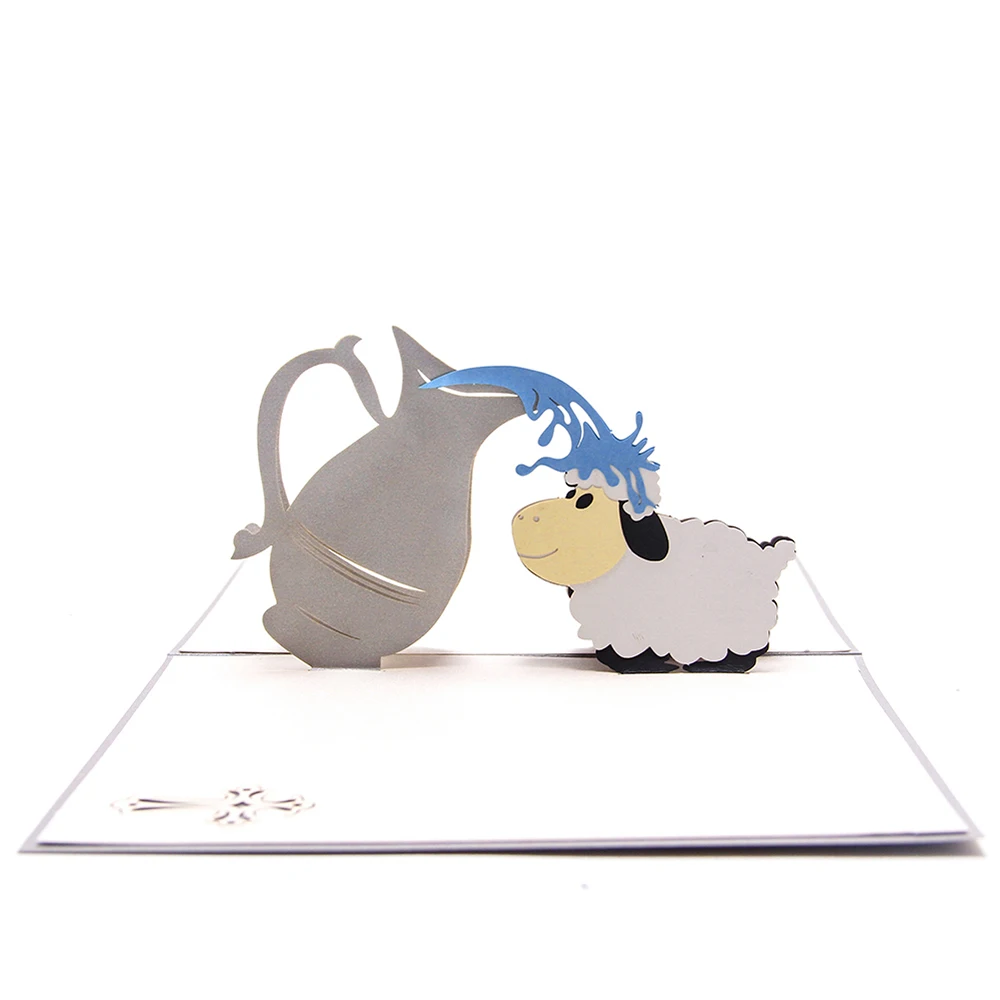  3D Pop Up Birthday Cards Baby Shower Invitation for Kids Thank You Laser Cut Gift Card With Envelop - 32822630533